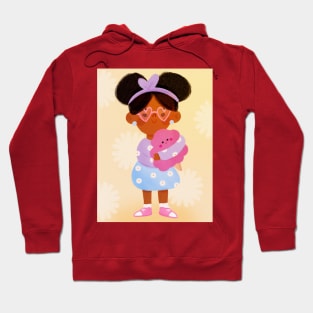 Adorable Black Girl with Cotton Candy - Sweet Floral Art Hoodie